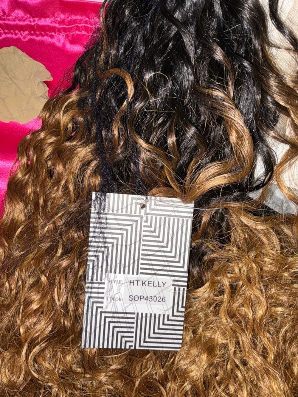 Luxury Long Curly Ombre Lace Front Wig - Black to Honey Blonde - Picture 7 of 7
